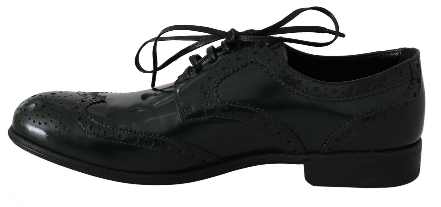 Dolce & Gabbana Elegante Grüne Brogues Oxford Wingtip Flats