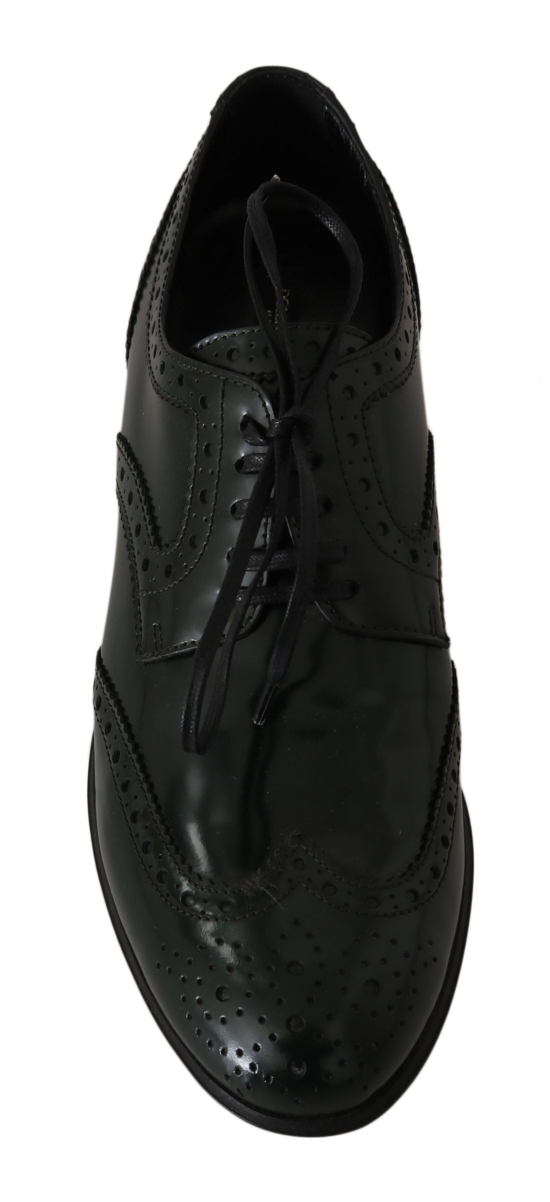 Dolce & Gabbana Elegante Grüne Brogues Oxford Wingtip Flats