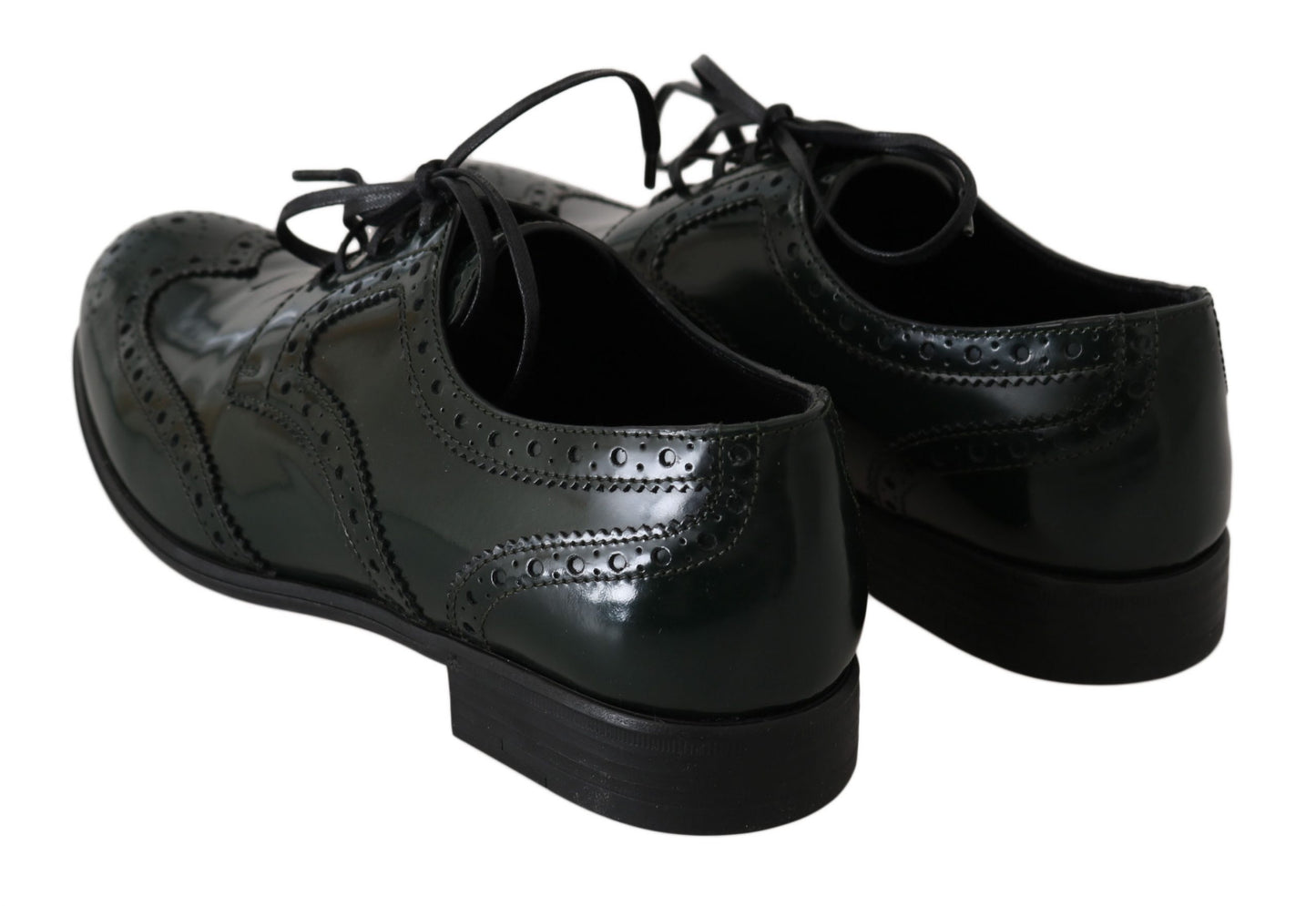 Dolce & Gabbana Elegante Grüne Brogues Oxford Wingtip Flats