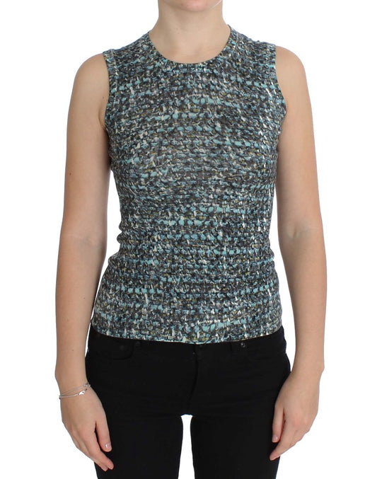 Dolce &amp; Gabbana Elegant Blue Wool Vest Sweater Top