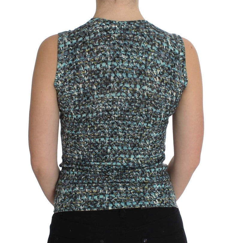 Dolce &amp; Gabbana Elegant Blue Wool Vest Sweater Top