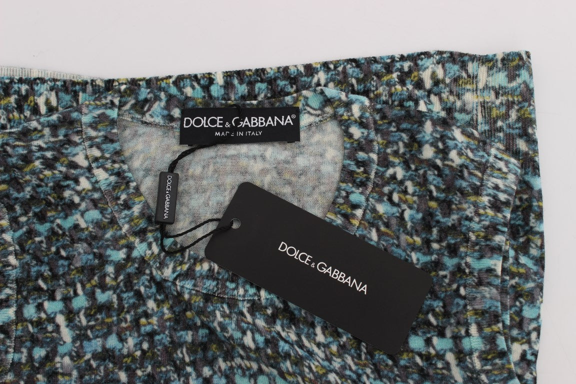 Dolce &amp; Gabbana Elegant Blue Wool Vest Sweater Top