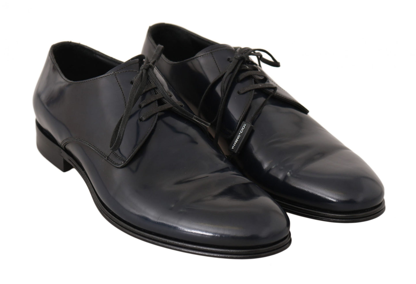 Dolce &amp; Gabbana Elegant dark blue leather derby shoes