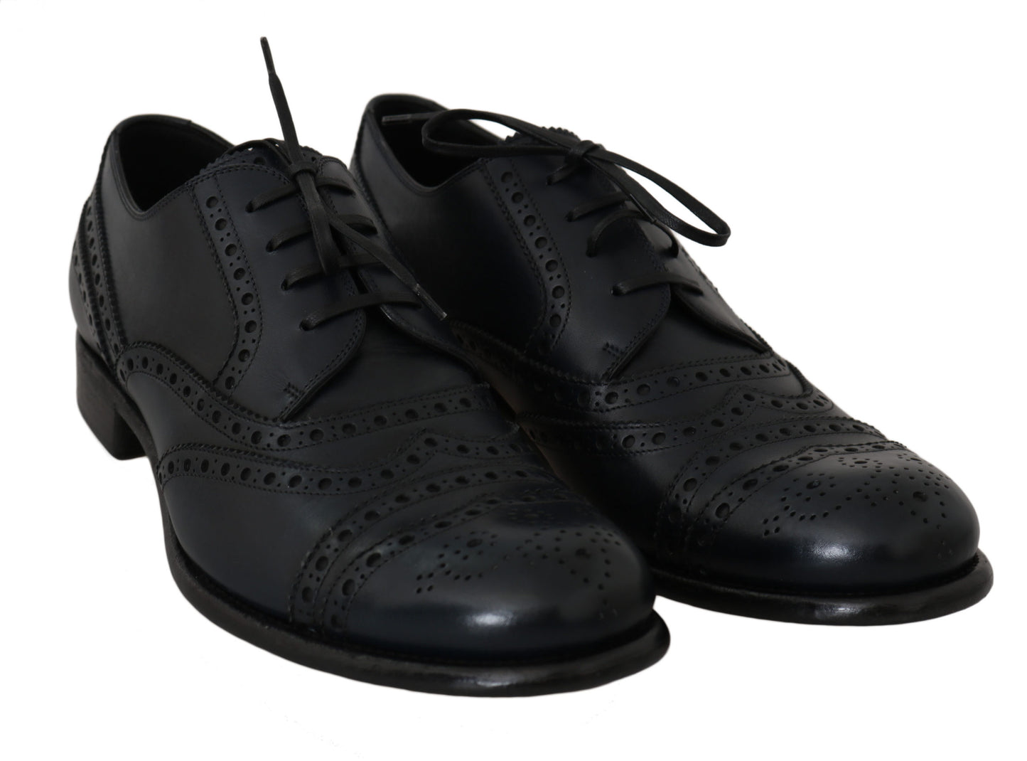 Dolce &amp; Gabbana Elegant Derby Shoes in Blue Leather with Wingtip