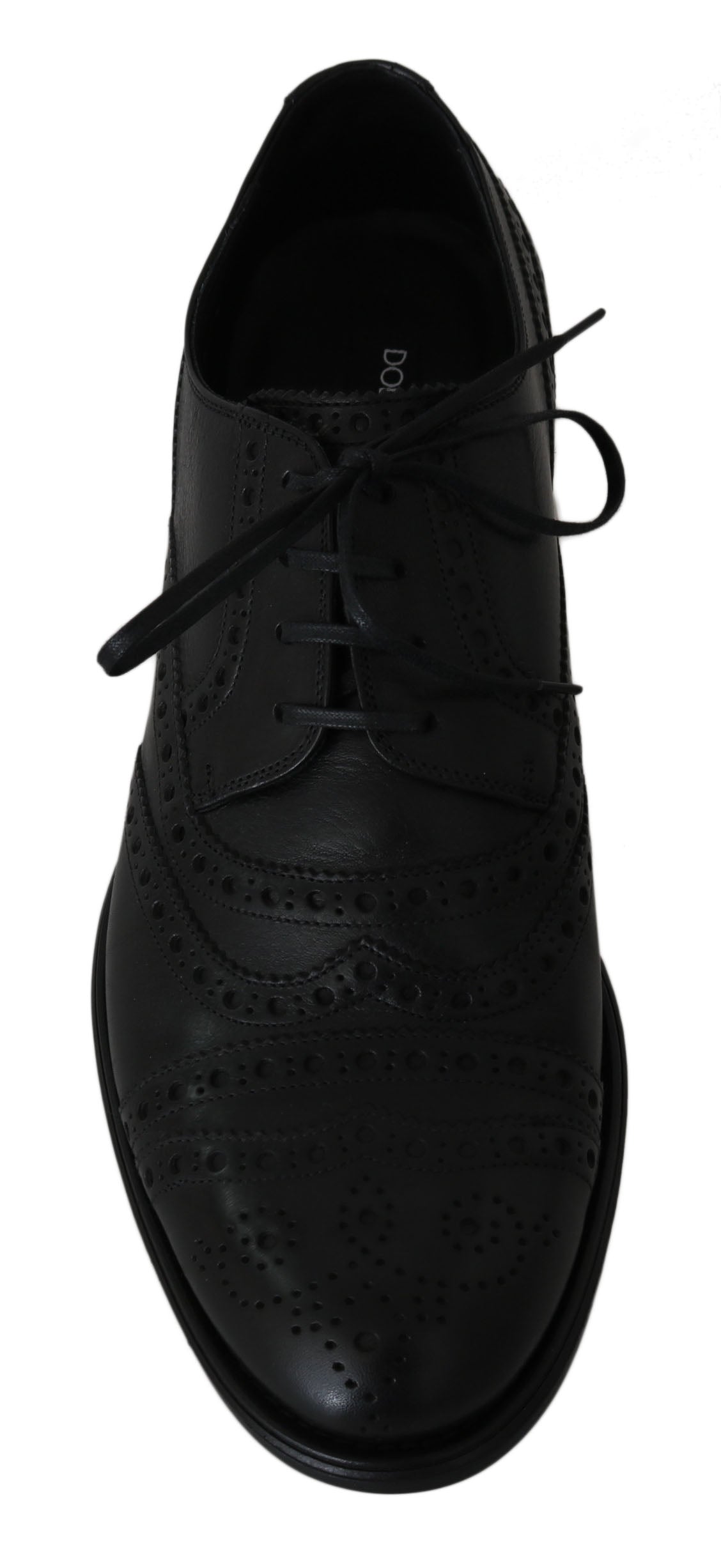 Dolce &amp; Gabbana Elegant Black Leather Derby Wingtip Dress Shoes