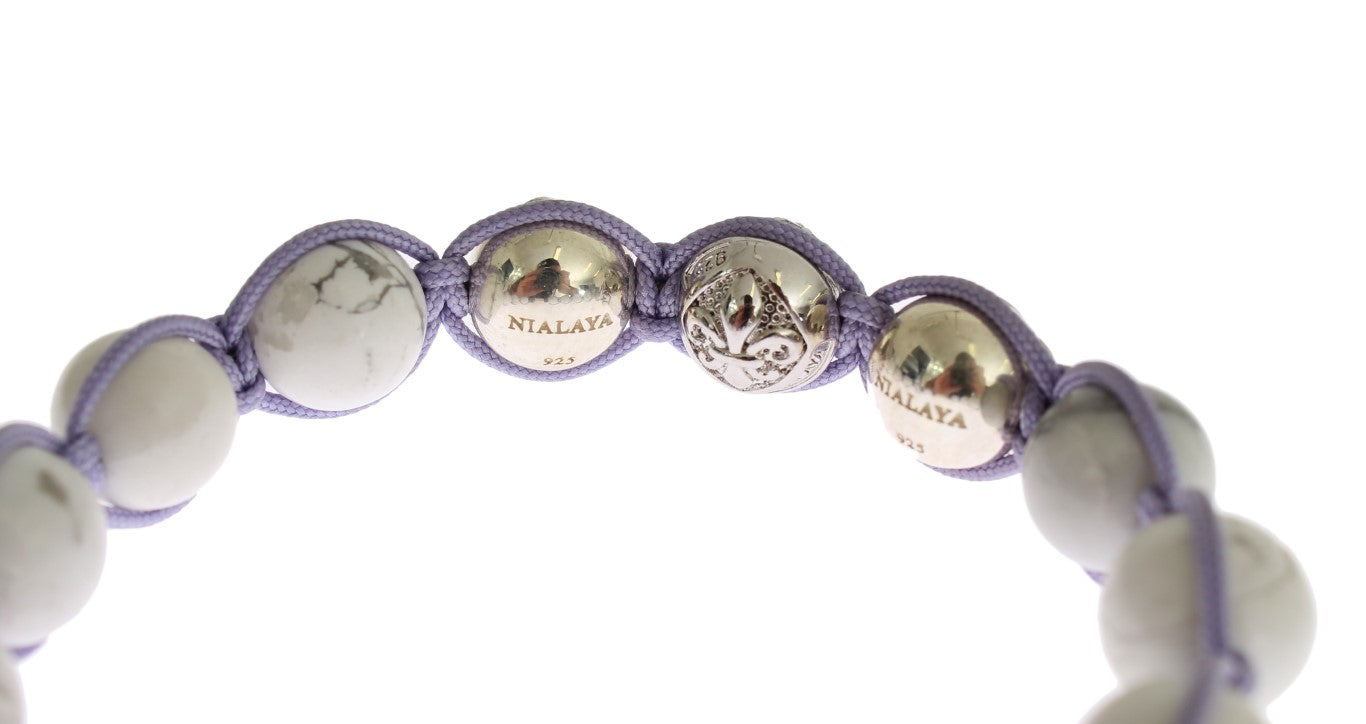 Nialaya Elegantes Silber lila CZ & Howlite Armband